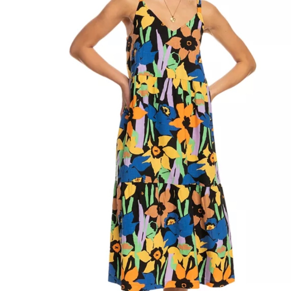 Roxy Waiting Line Printed Midi Dress - XS